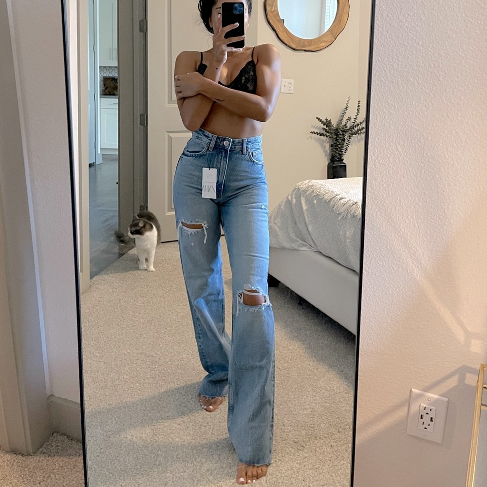 ZARA Distressed Mom Jeans NWT